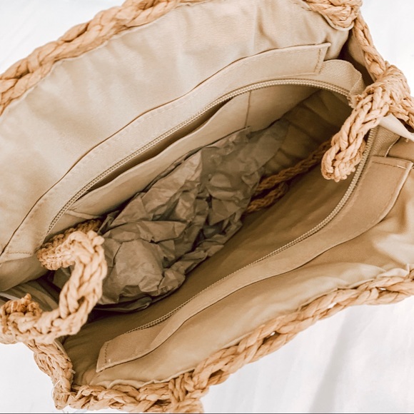 Straw woven circle bag natural boho - Picture 3 of 5